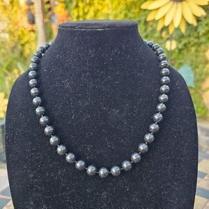 Vintage Mid-Century Black Faux Pearl Necklace